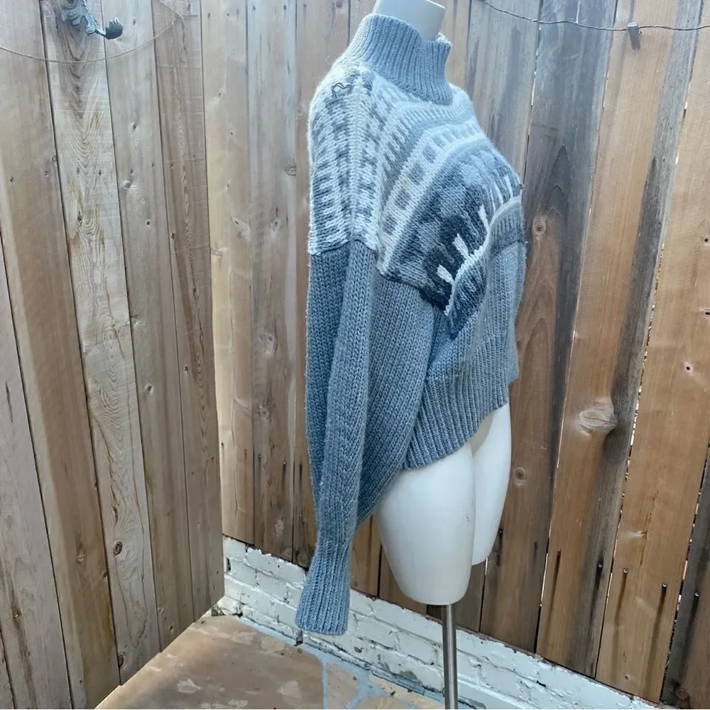 Pringle Of Scotland H&M Jacquard-knit Gray Turtleneck Sweater Size Small
